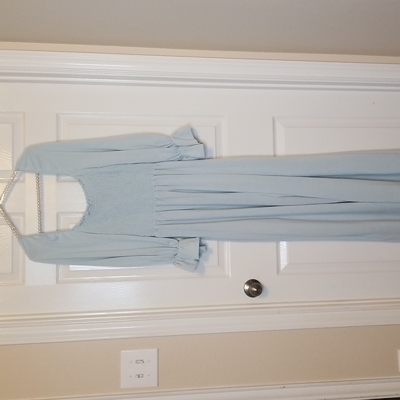 Blue Buttercup Light Blue Longsleeve Square Neck Jumpsuit - Picture 5 of 14